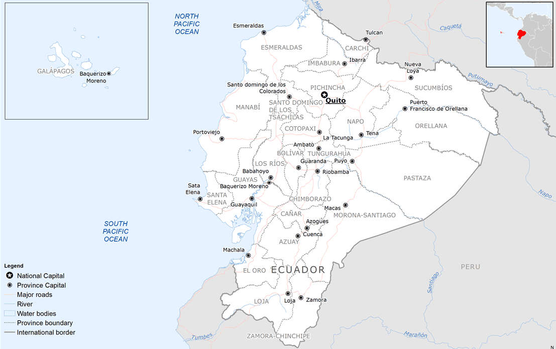 Map of Ecuador with hotspots