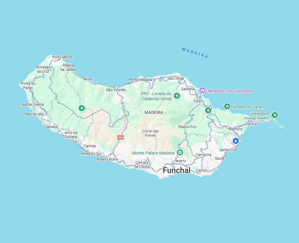 Map of Madeira with hotspots