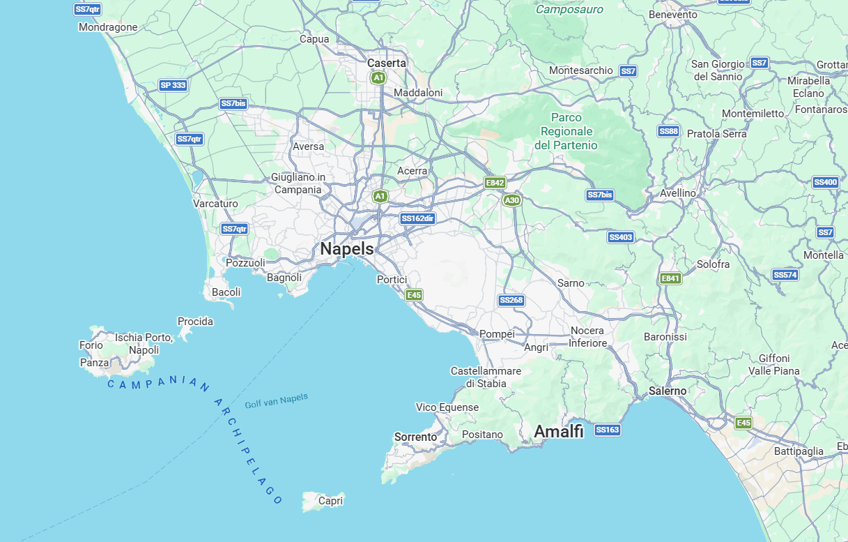 Map of Naples region with hotspots