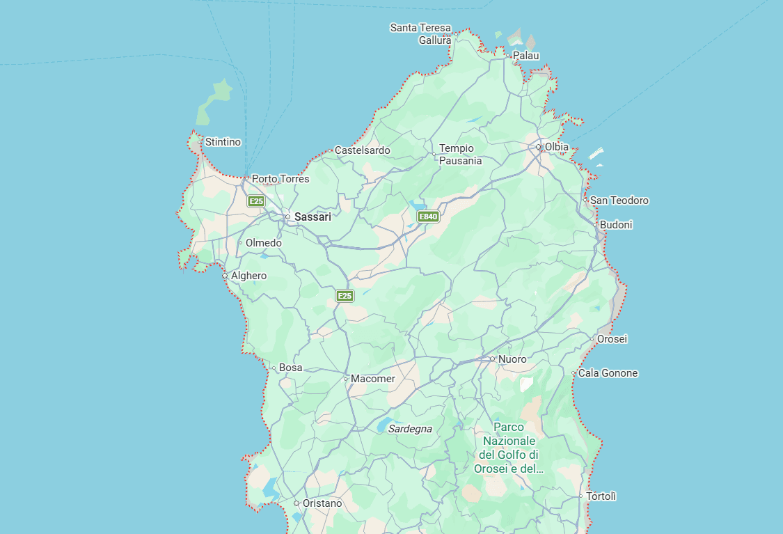 Map of Sardinia with hotspots